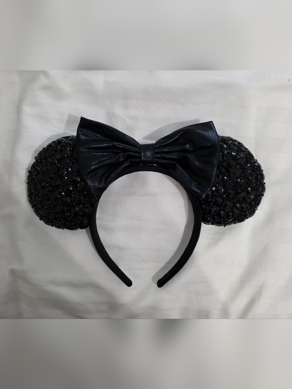 Black Sparkle Mickey Ear Headband With Bow